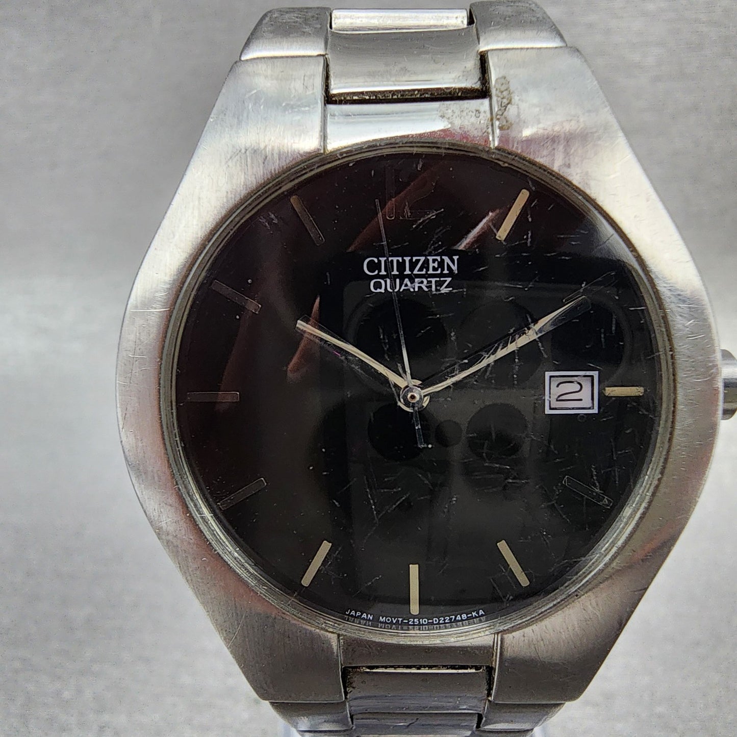 Citizen Watch Men 36mm Black Dial Silver Tone Date Round 2510S99281 New Battery1