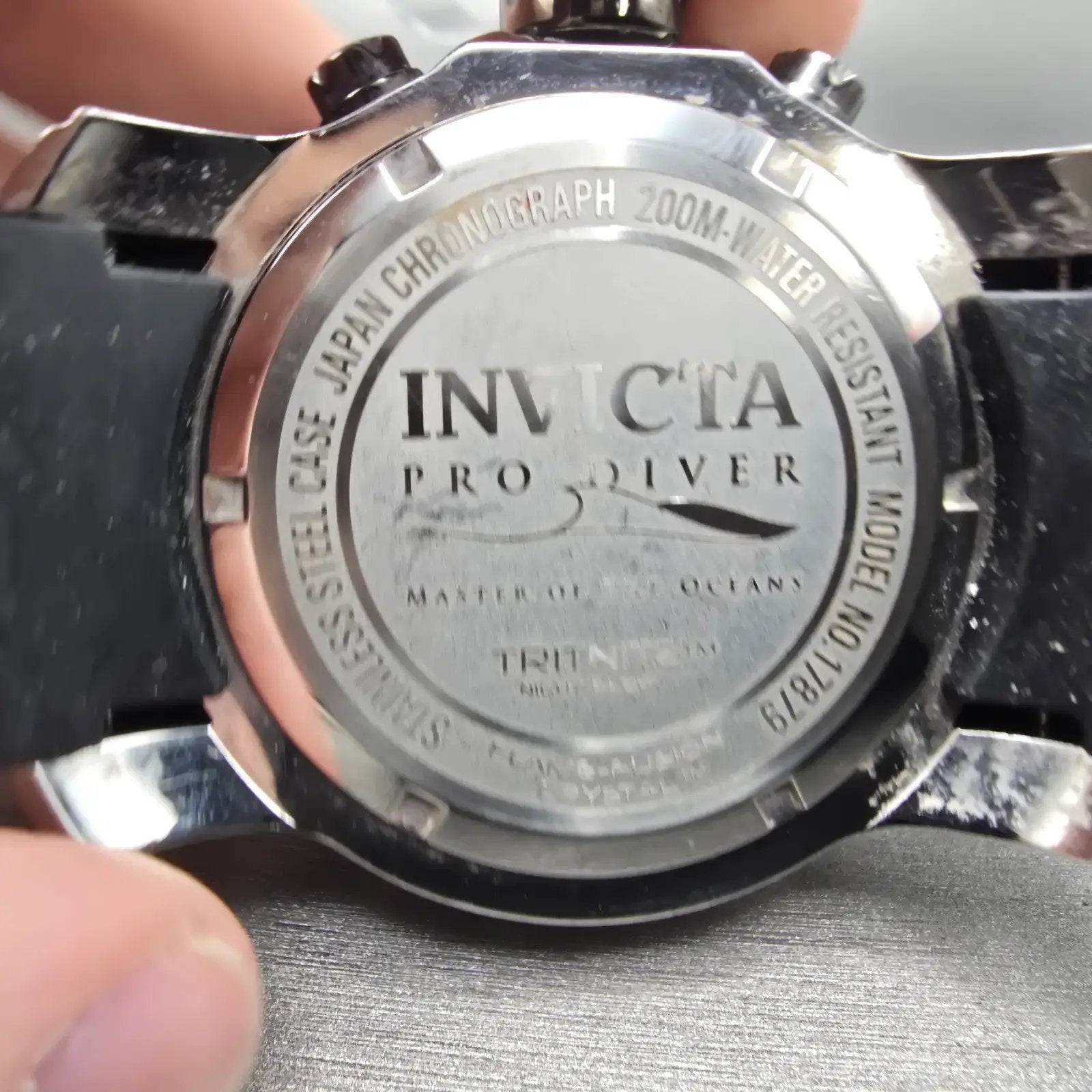Invicta Pro Diver Chronograph Watch Men 48mm Black Dial Silver Tone Date New Bat7