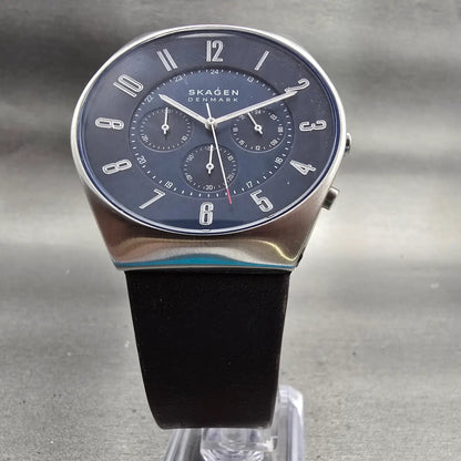 Skagen Grenen Chronograph Watch Men 42mm Blue Dial Silver Tone SKW6842 New Batt5