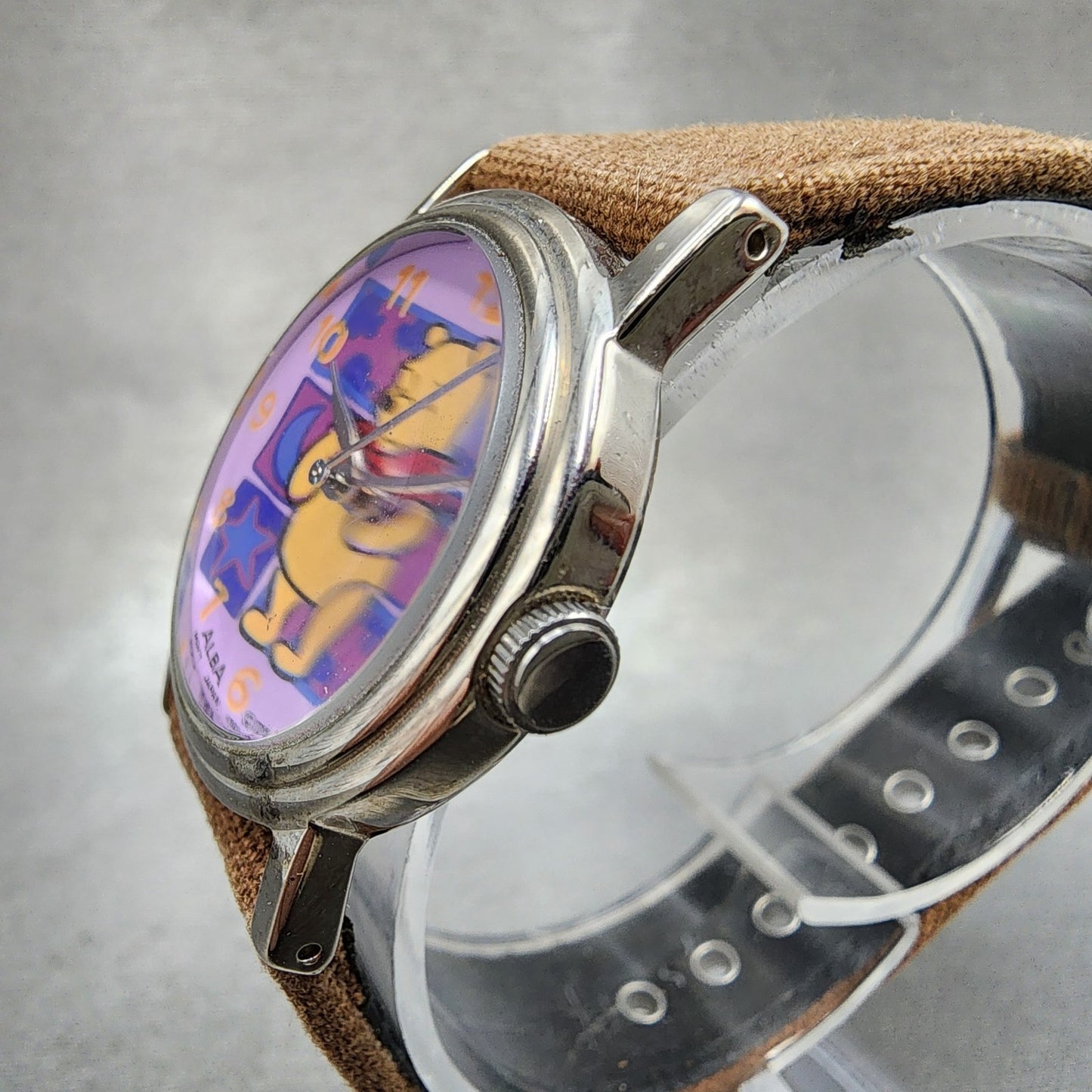 Seiko ALBA Winnie The Poo Watch Women 28mm Purple Dial Silver Tone New Battery2