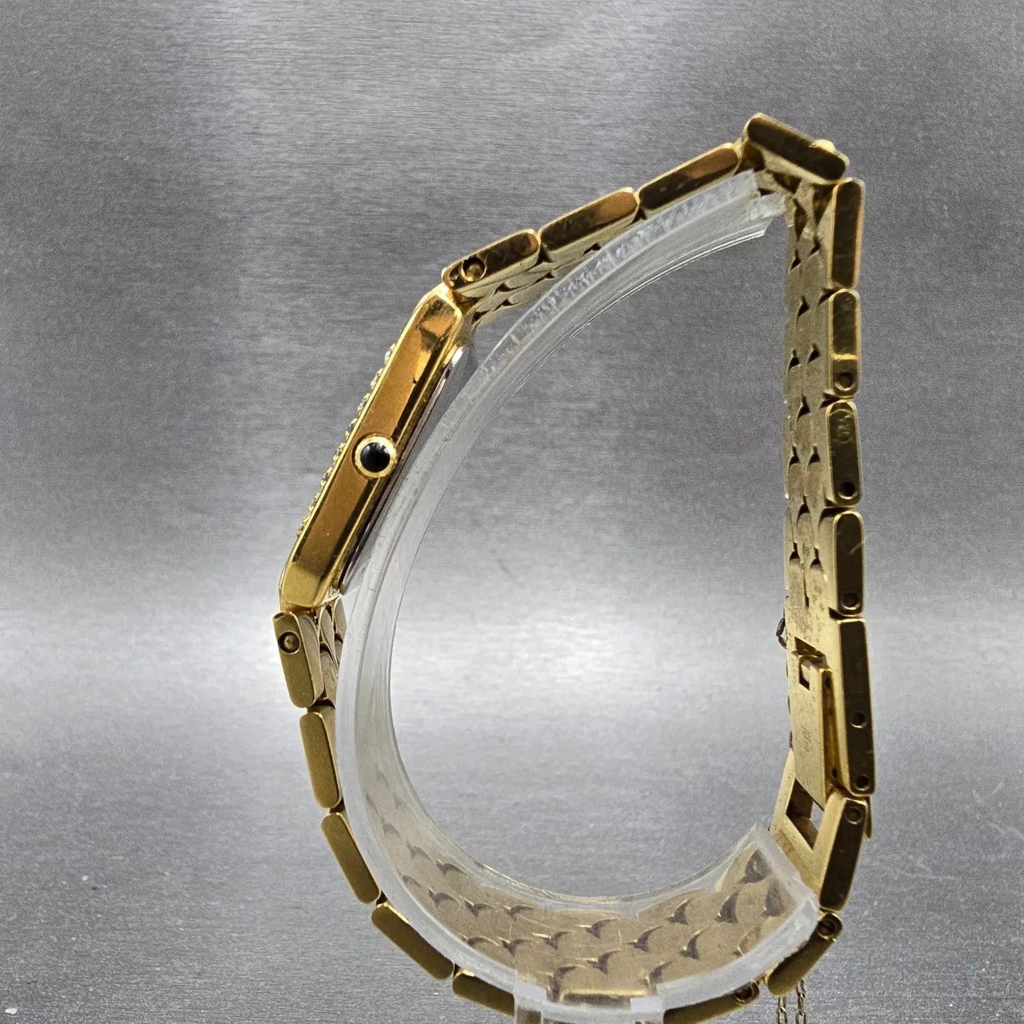 Wittnauer Tank Watch Women 19mm Champagne Dial Gold Tone Diamond Bezel New Batt6