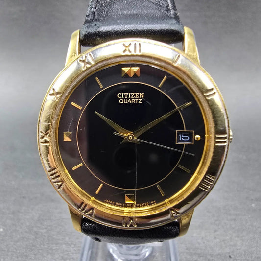 Citizen Watch Men 33mm Black Dial Gold Tone Date Round 5510-K06860 PARTS VTG0