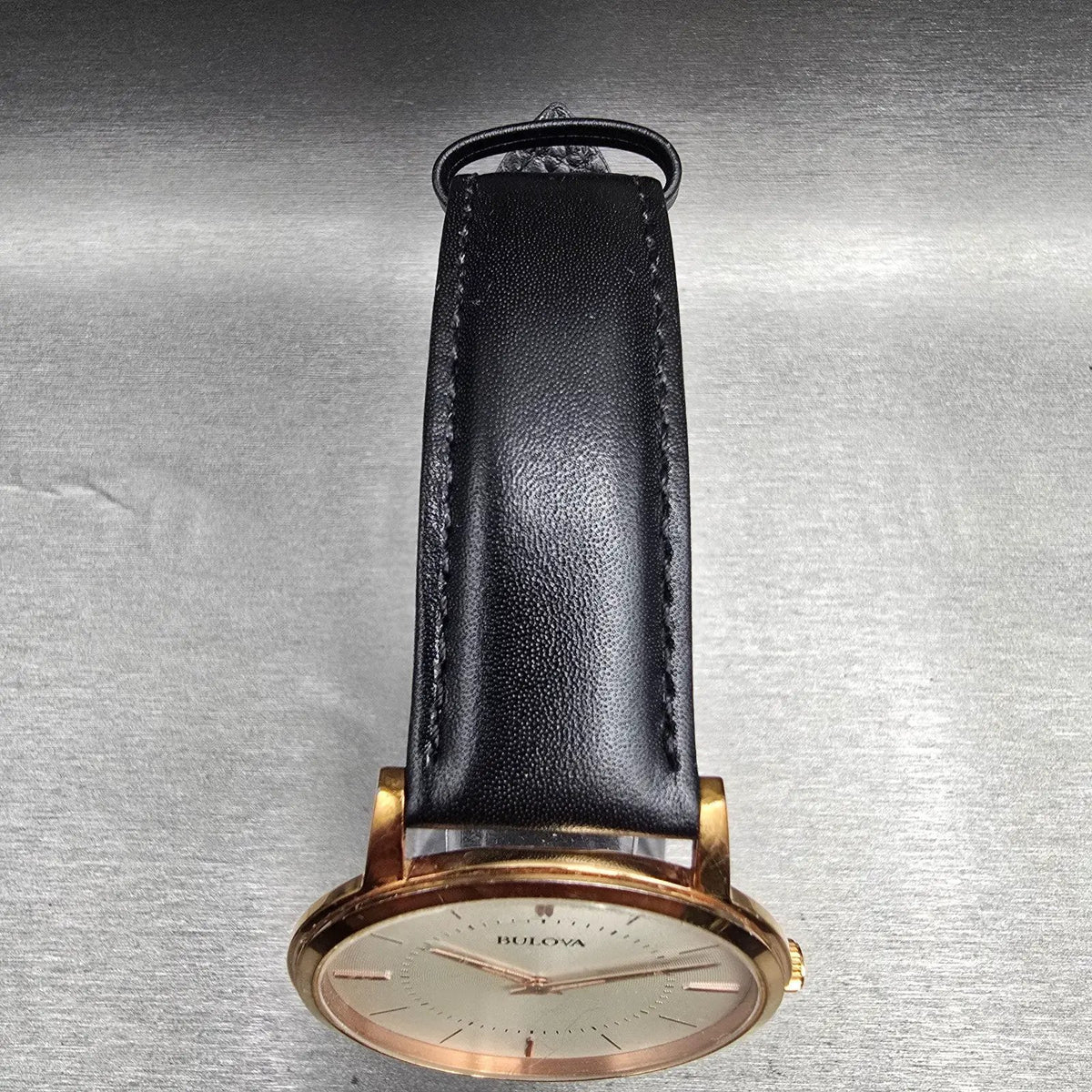 Bulova Watch Men 40mm Champagne Dial Rose Gold Round 97A126 New Battery4