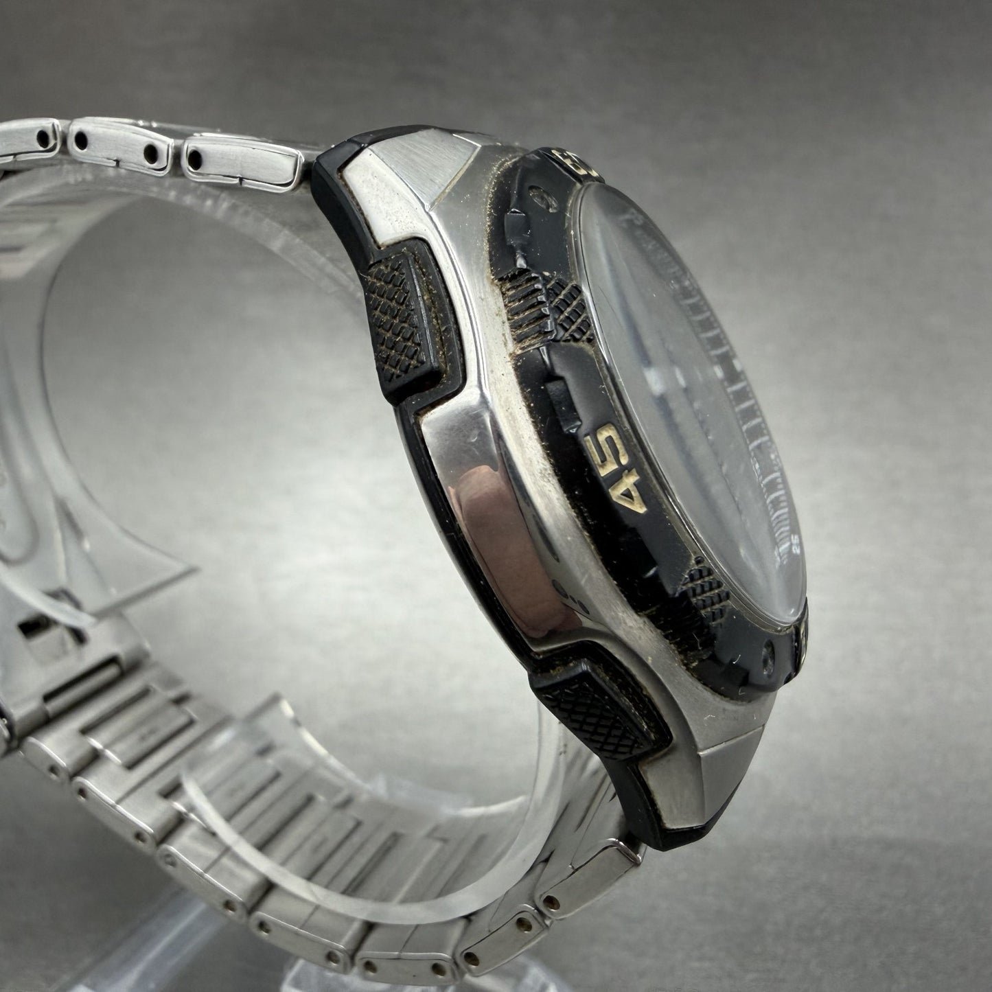 Casio Illuminator Watch Men 44mm Analog Digital Silver Tone AQ-164W New Batt3