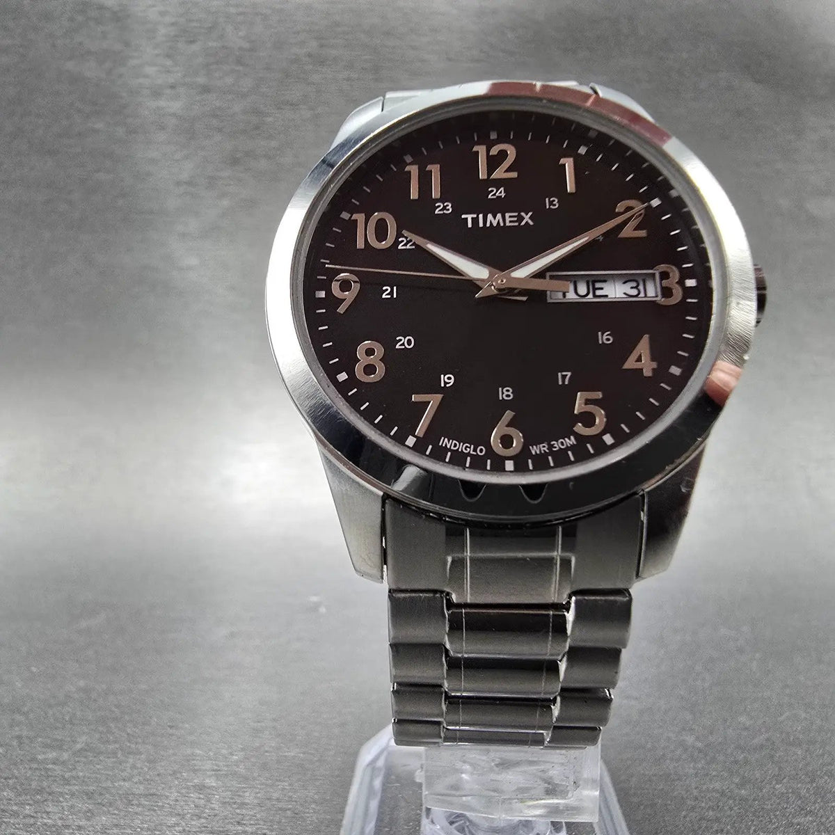 Timex South Street Sport Watch Men 36mm Black Dial Steel Daydate T2M932 New Bat85