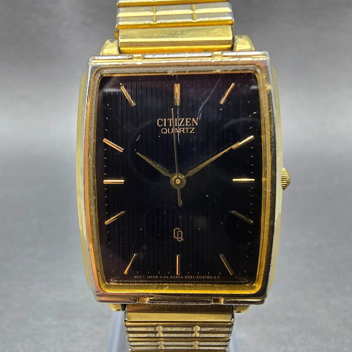 Citizen Tank Watch Men 25mm Black Dial Gold Tone Rectangle 6031-K00799 PARTS0