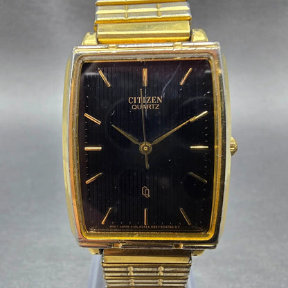Citizen Tank Watch Men 25mm Black Dial Gold Tone Rectangle 6031-K00799 PARTS0
