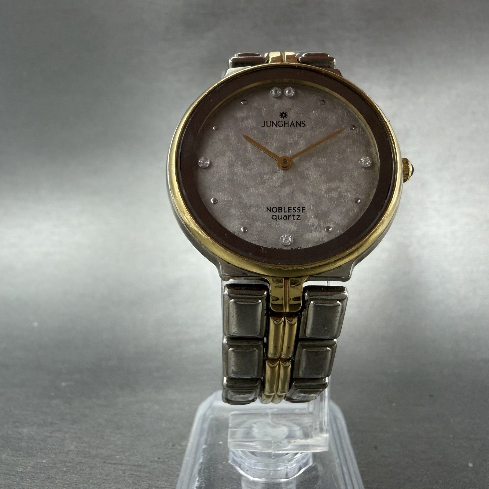 Junghans Noblesse Watch Men 32mm Silver Tone Two Round New Battery Vintage5