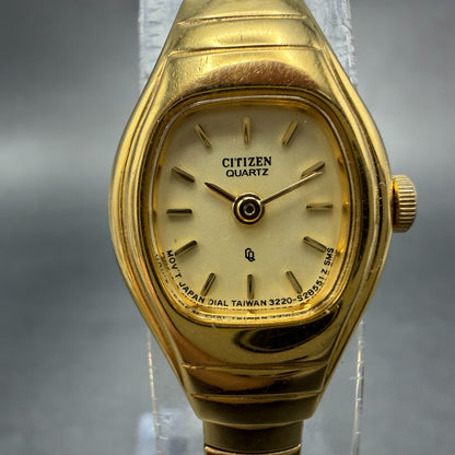 Citizen CQ Watch Women 17mm Champagne Dial Gold Tone 3220-S07122 New Battery1