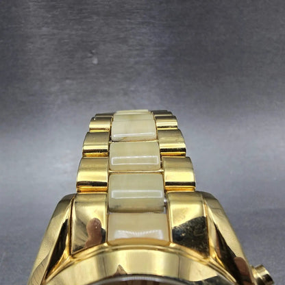 Michael kors Bradshaw Watch Women 43mm Champagne Dial Gold Tone Date New Battery4