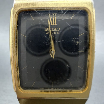 Seiko Tank Watch Men 26mm Black Dial Gold Tone Rectangle 5Y305B59 PARTS2