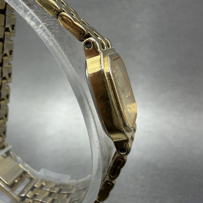 Seiko Tank Watch Women 16mm Champagne Dial Gold Tone 4n00-5249 New Battery ABC3