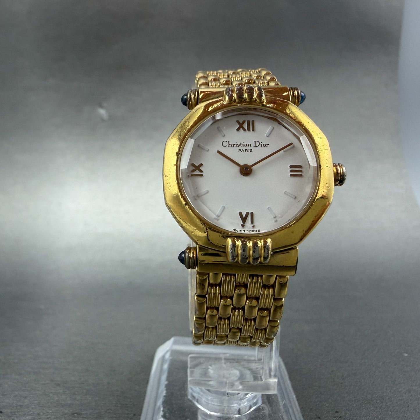 Christian Dior Watch Women 26mm White Dial Gold Plated  Round 64151 VTG PARTS6