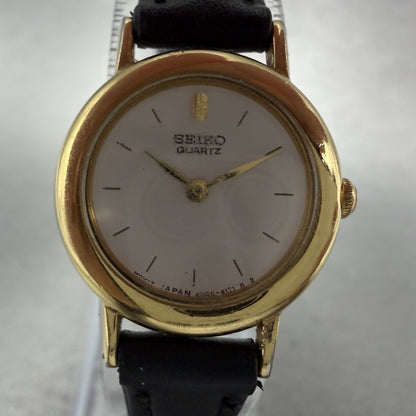 Seiko Watch Women 21mm White Dial Gold Tone Round 4N00-1158 New Battery1