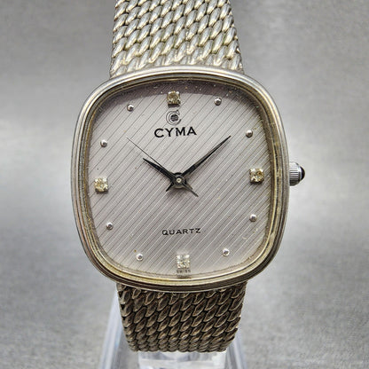 Cyma Watch Women 26mm Silver Dial Silver Tone Rectangle 605 New Battery0