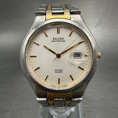Citizen Exceed Watch Men 34mm White Dial Two Tone Date 2710-274849 New Battery0