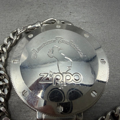 Zippo Pocket Watch Men 49mm Silver Dial Steel Chronograph Round New Battery6