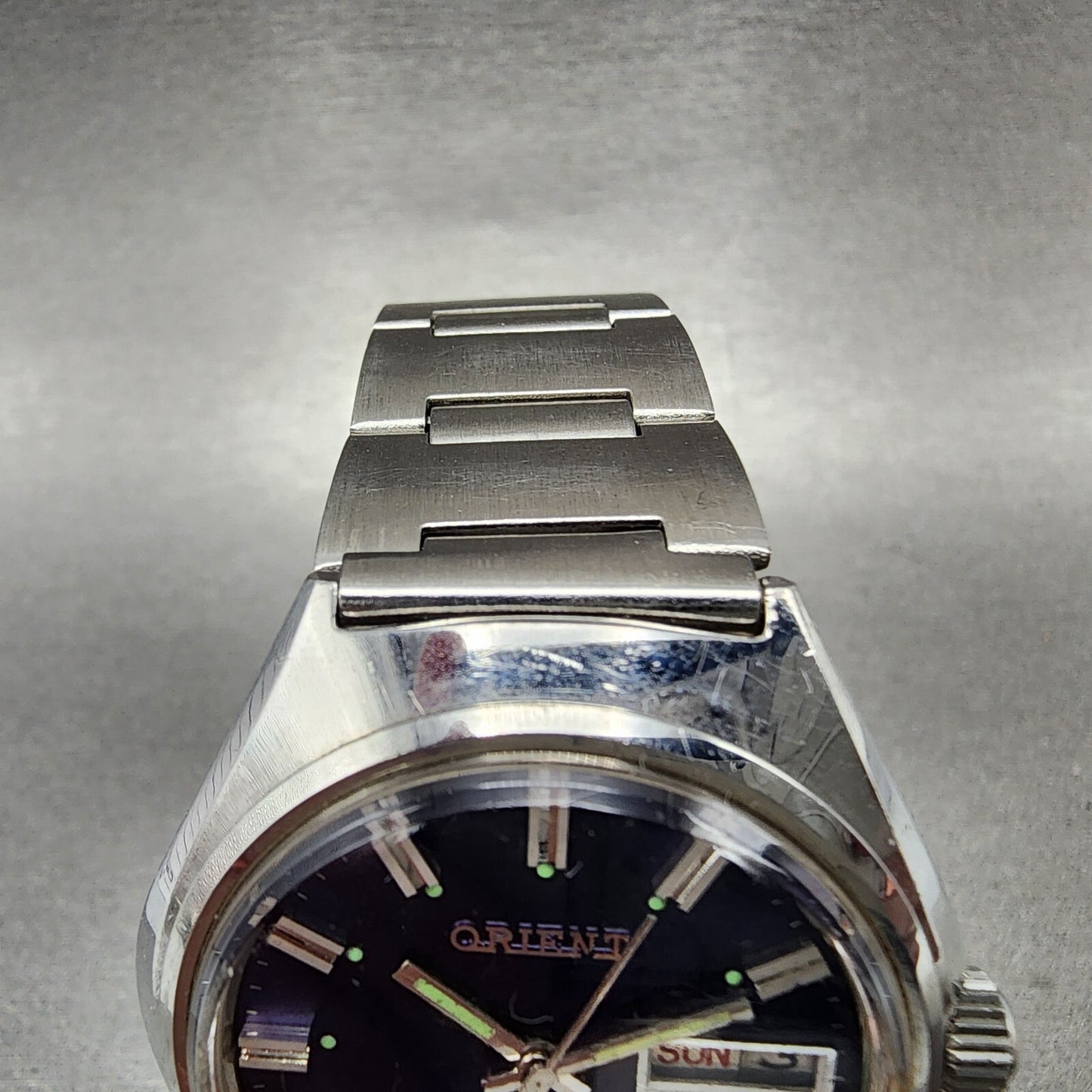 Orient HA Automatic Watch Men 38mm Blue Dial Steel Daydate Round 21J Runs4