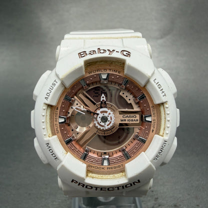 Casio Baby-G Watch Women 43mm White Rose BA-110 Alarm Chrono New Battery0