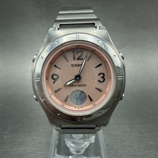Casio Wave Ceptor Watch Women 34mm Pink Dial Silver Tone Date LWA-M140 New BattA0