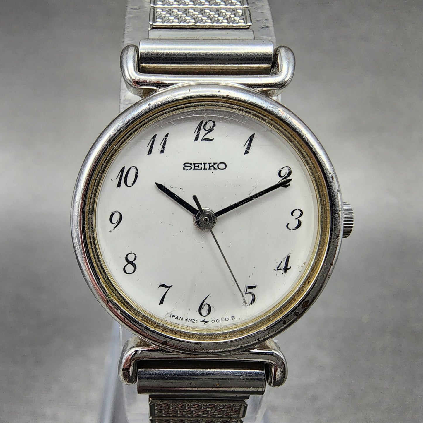 Seiko Watch Women 27mm White Dial Silver Tone Round 4N210052 New Battery1