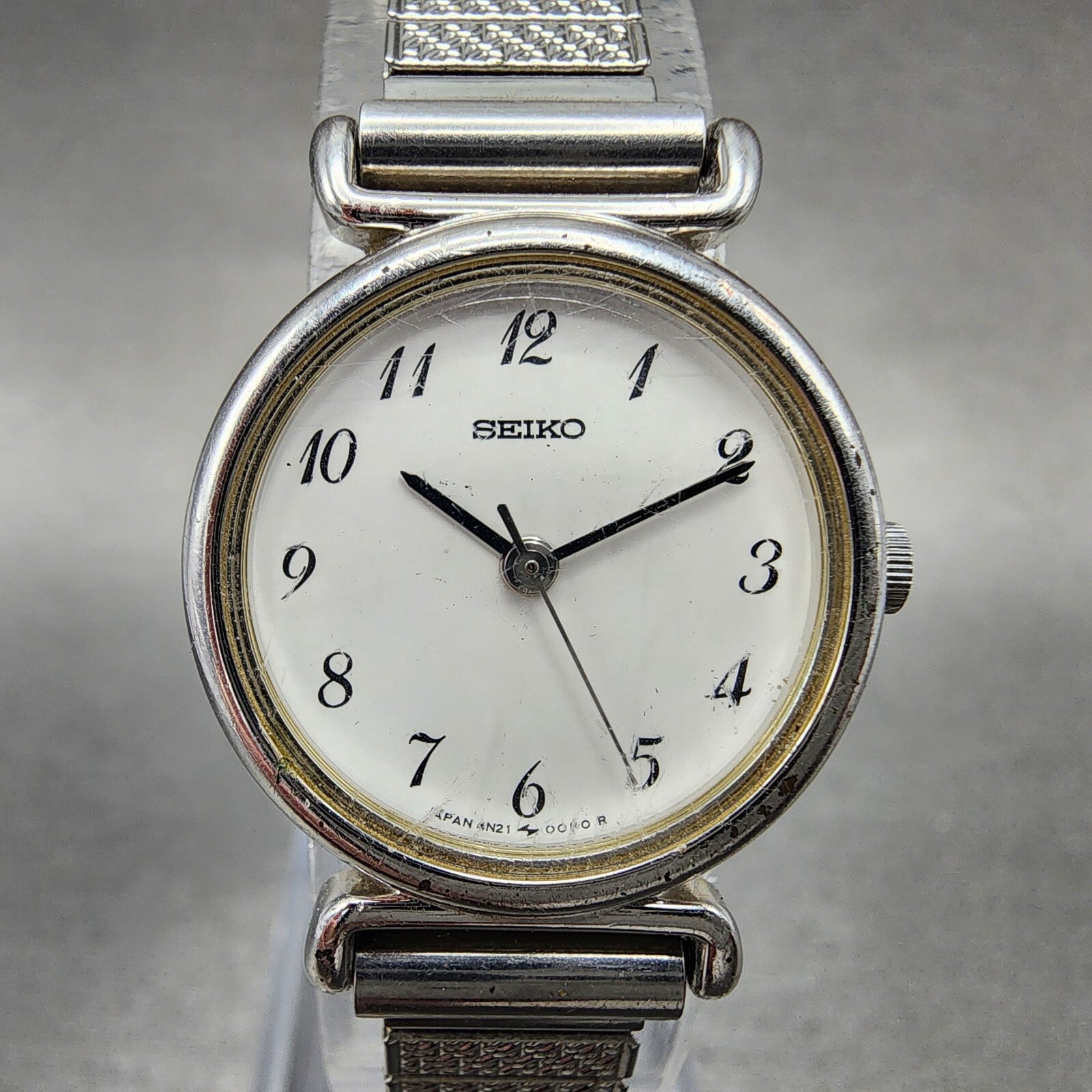 Seiko Watch Women 27mm White Dial Silver Tone Round 4N210052 New Battery1