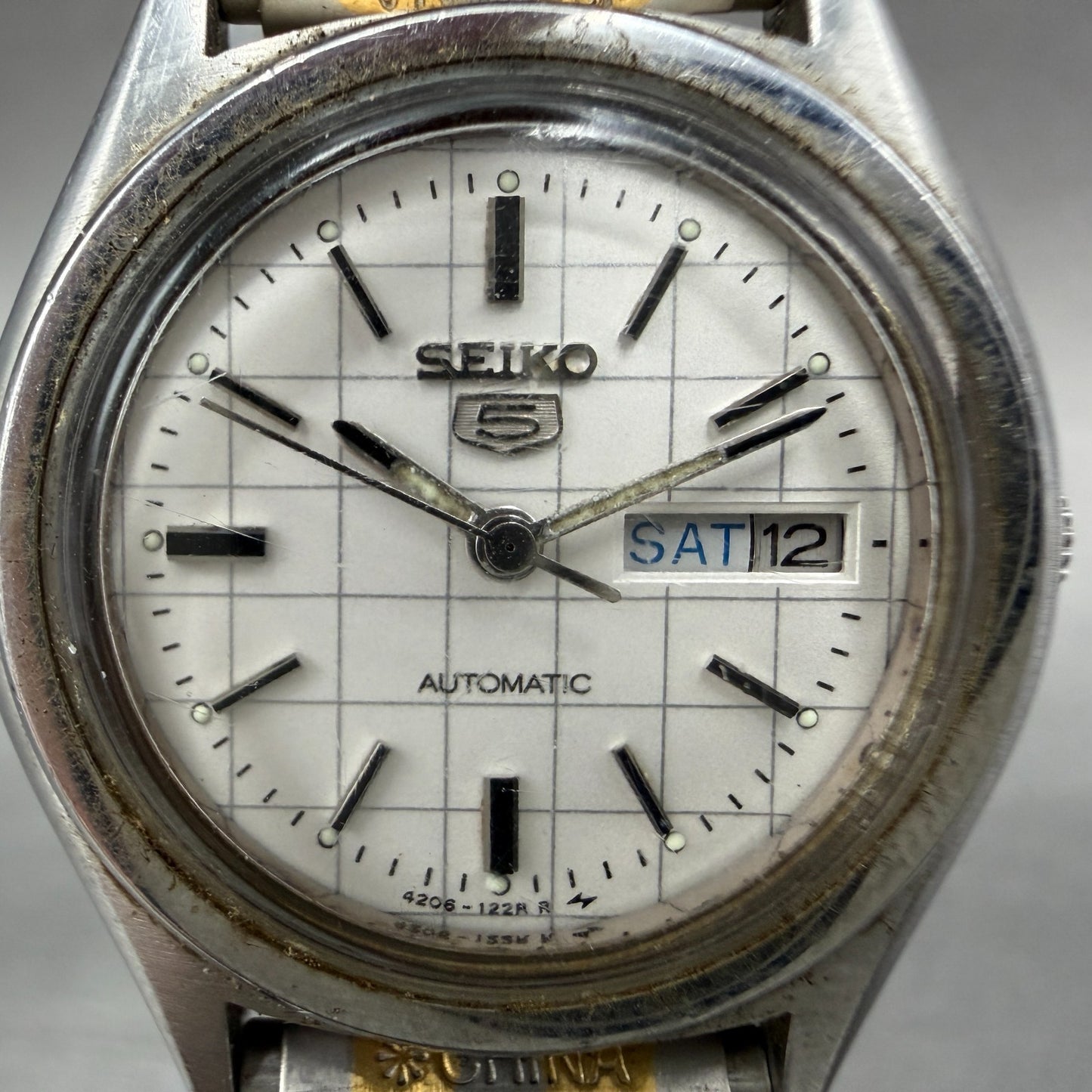 Seiko 5 Automatic Watch Women 25mm Silver Dial Two Tone 4206-0410 New Battery1