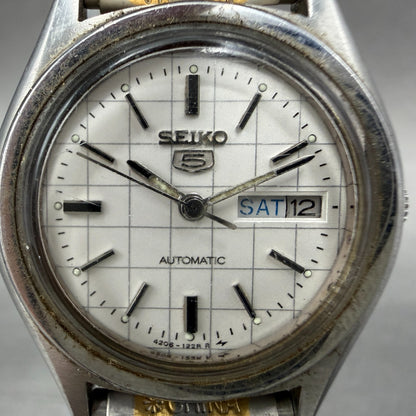 Seiko 5 Automatic Watch Women 25mm Silver Dial Two Tone 4206-0410 New Battery1