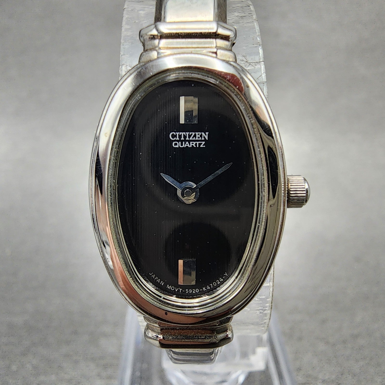 Citizen Watch Women 18mm Black Dial Silver Tone Oval 5920K15079 New Battery1