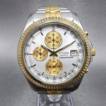 Citizen Chronograph Watch Men 38mm Silver Dial Two Tone Date 0510C50031 NewBa110