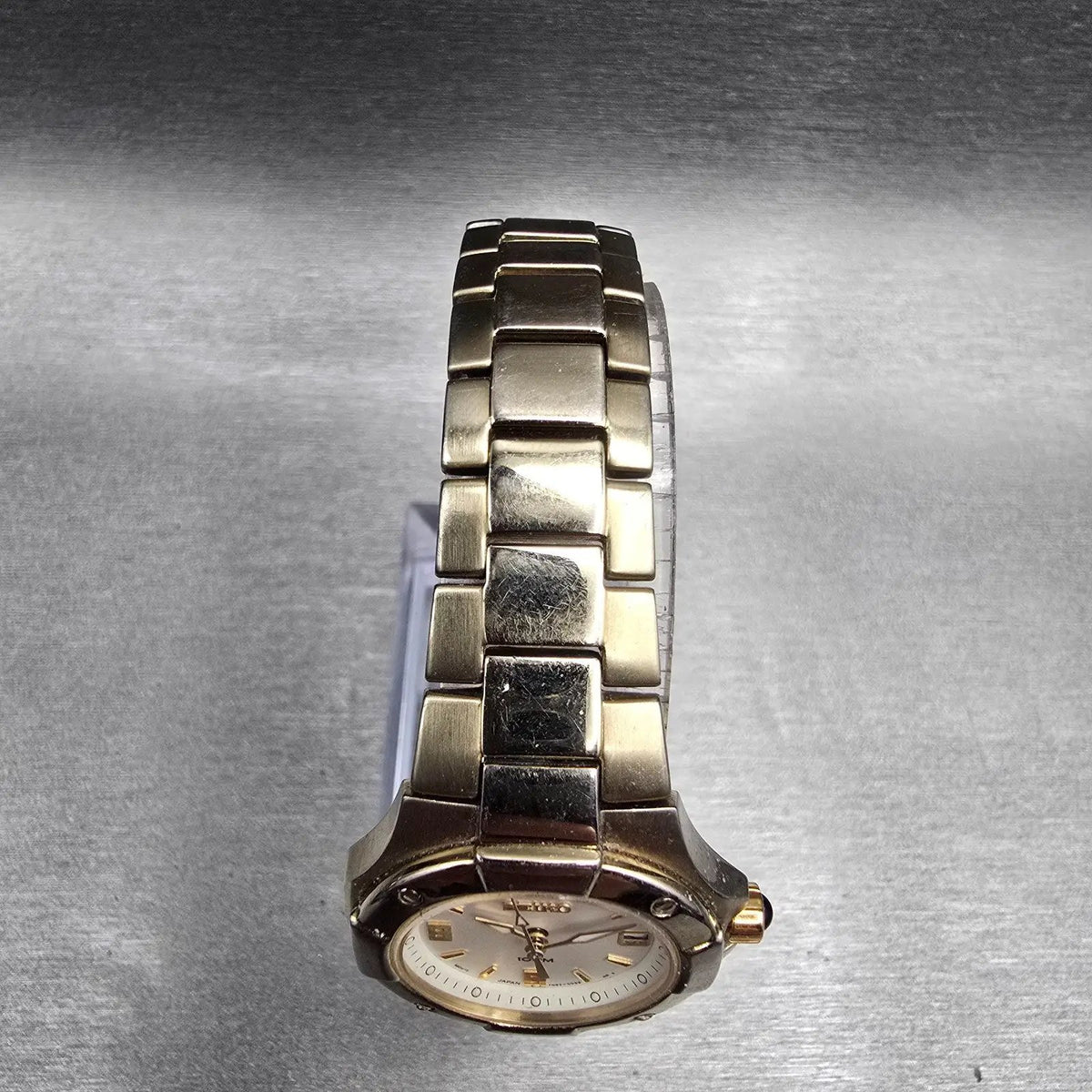 Seiko Watch Women 26mm White Dial Two Tone Date Round 7N82-0BE0 New Battery4
