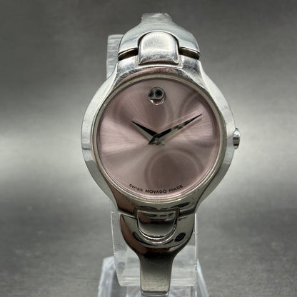 Movado Kara Watch Women 24m Pink Dial Steel Round 84-A1-1846 New Battery0