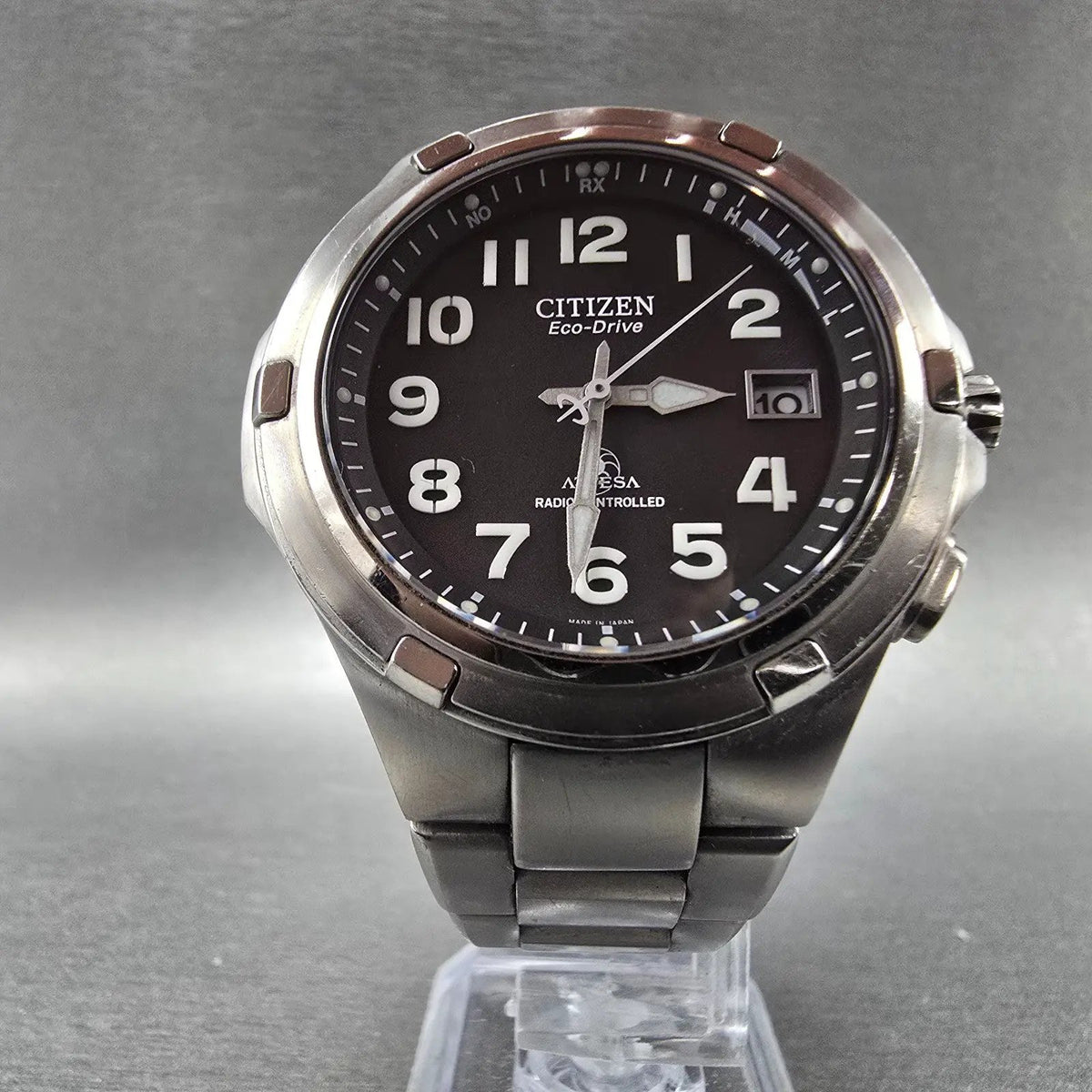 Citizen Attesa Watch Men 39mm Black Dial Titanium Date Atomic Solar H410 PARTS6
