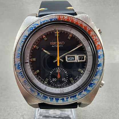 Seiko Pogue Chronograph Watch Men 41mm Blue Dial Steel Daydate 6139 Serviced1