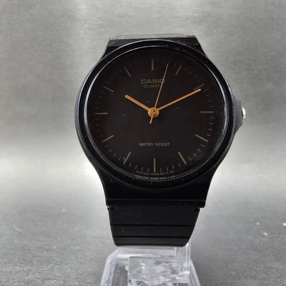 Casio Watch Men 33mm Black Dial Black Tone Round MQ-24 New Battery Gold JP5