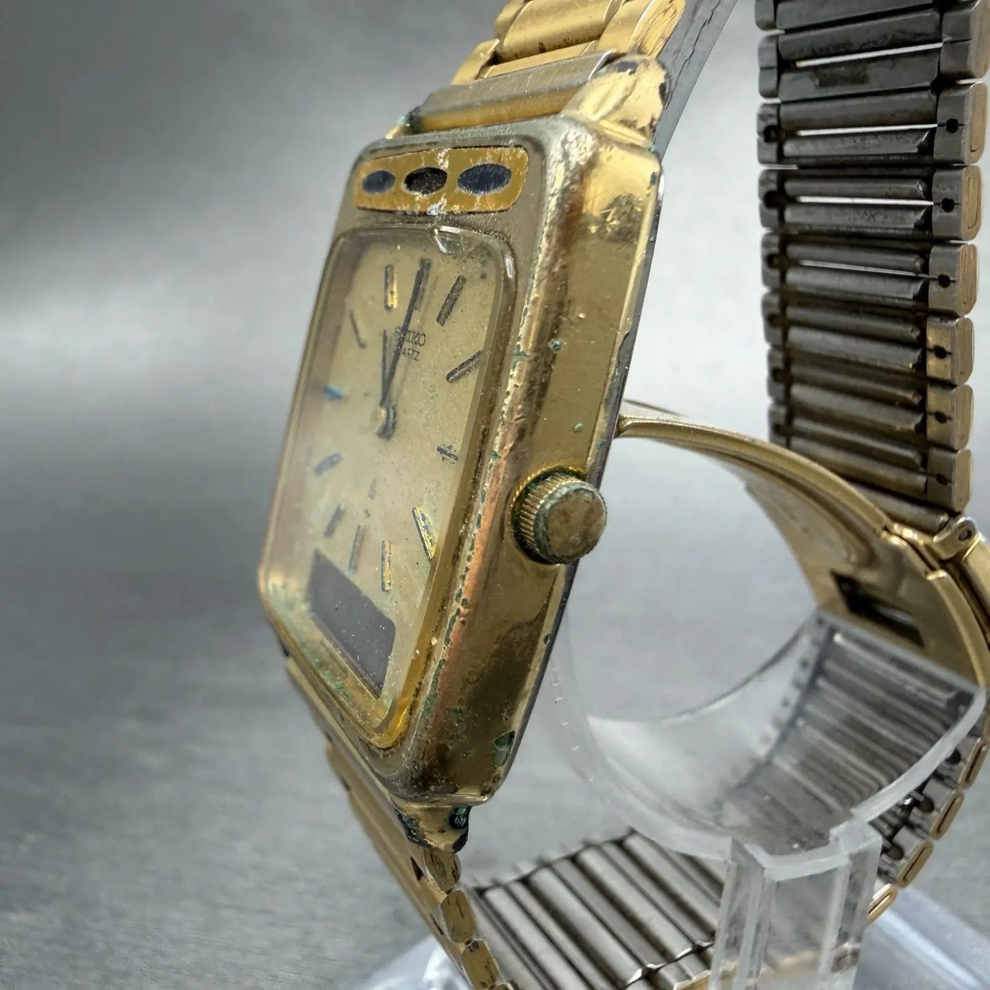 Seiko Analog Digital Watch Men 28mm Gold Dial Gold Tone H249-5010 PARTS3