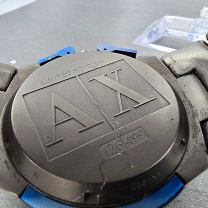 Armani Exchange Chronograph Watch Men 47mm Black Dial Titanium Date New Battery9