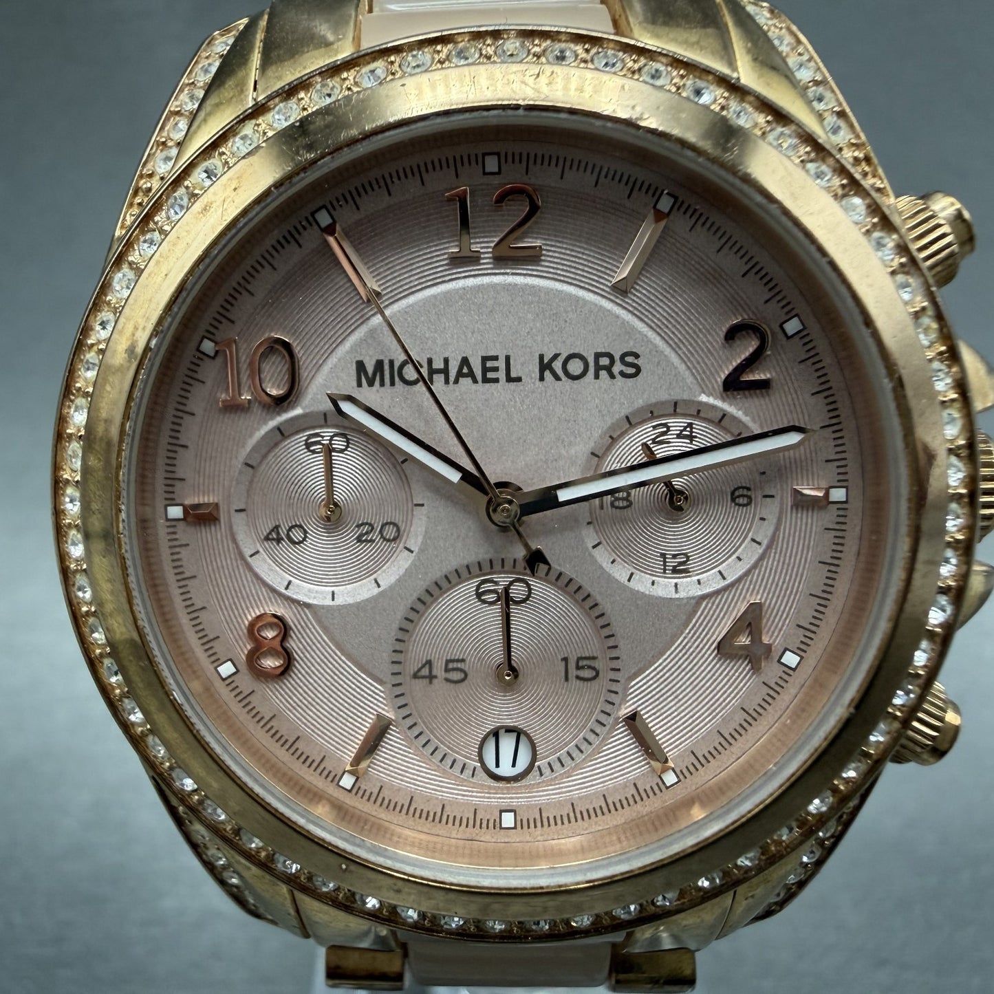 Michael Kors Blair Chronograph Watch Women 40mm White Dial Steel Date NewBat1
