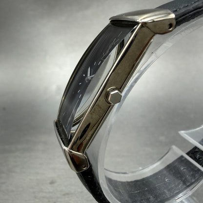 Yves Saint Laurent Tank Watch Women 15m Black Dial Silver Tone Rectangle New bat2