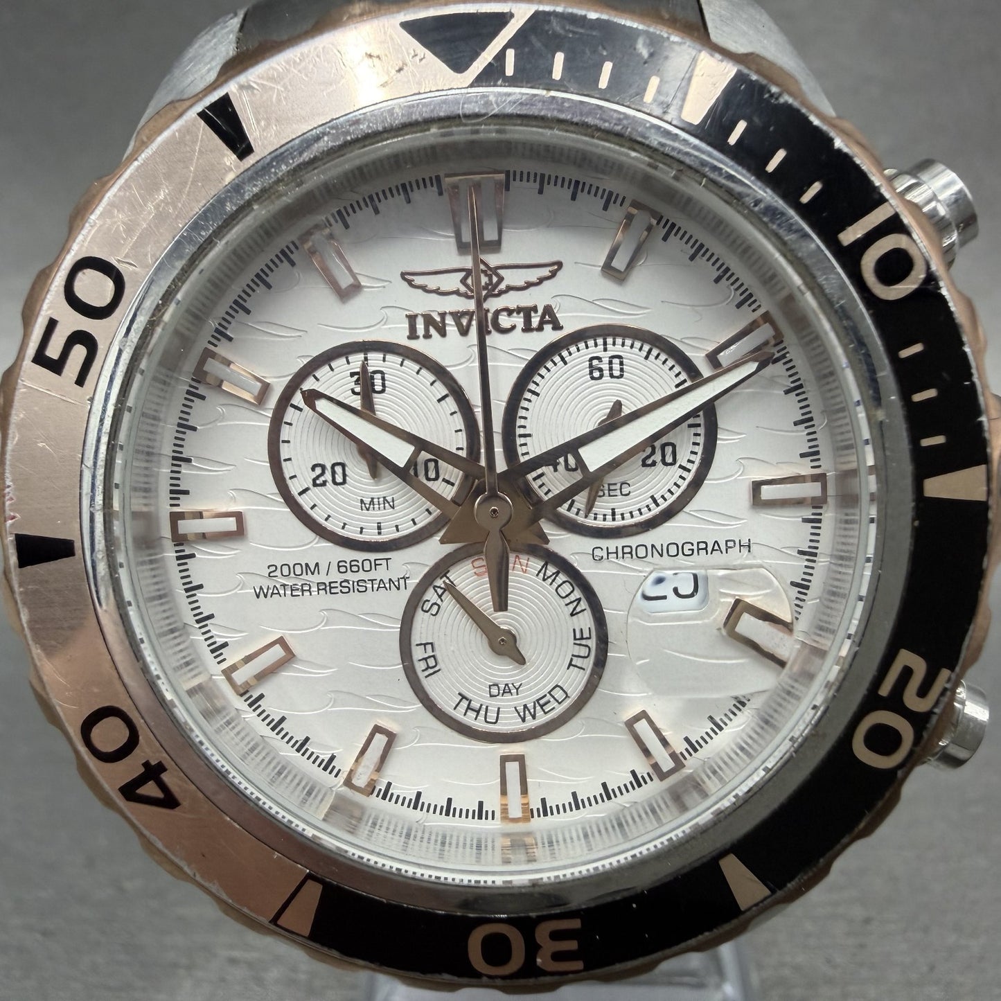 Invicta Pro Diver Chronograph Watch Men 43mm White Dial Steel Date 12859 New Bat1