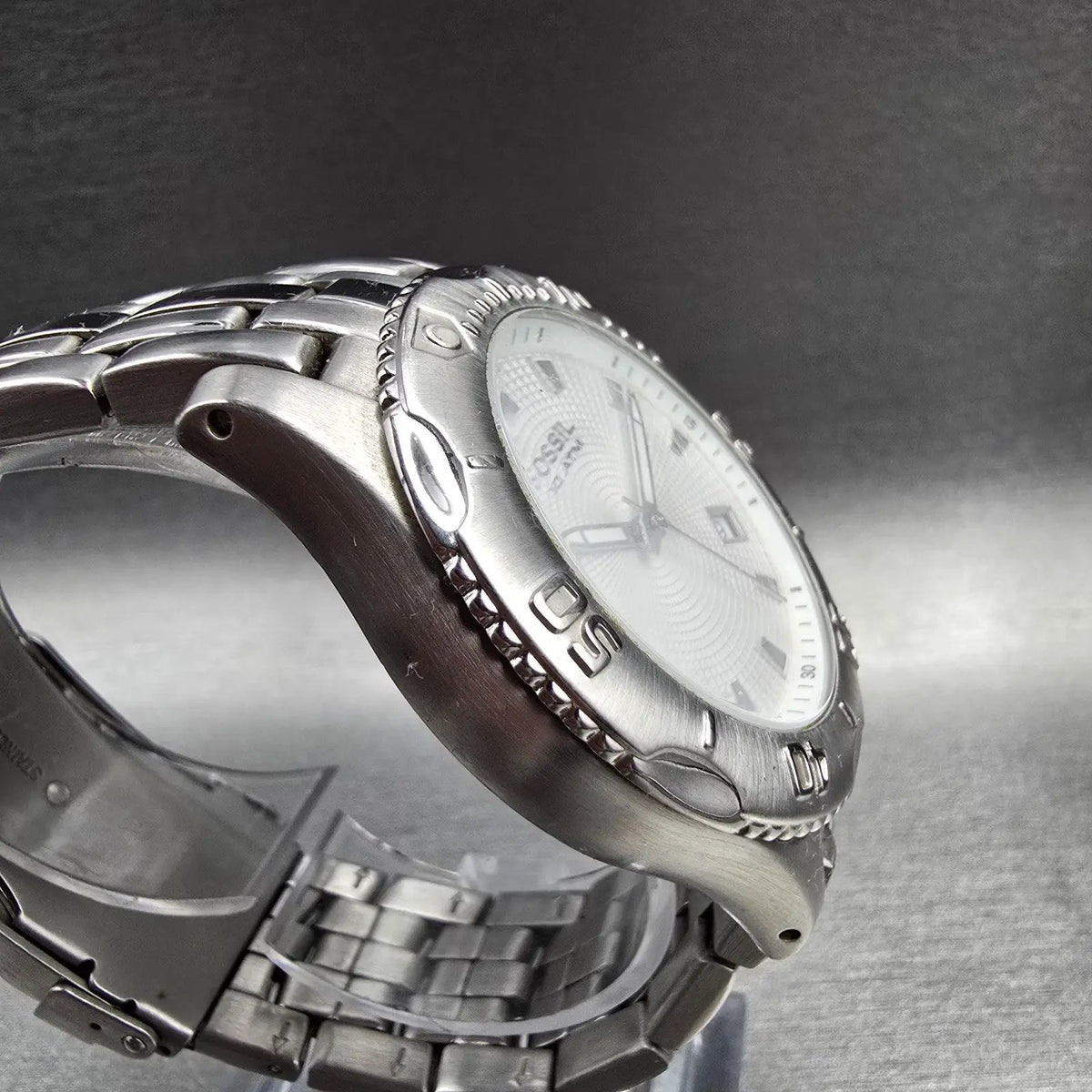 Fossil Blue Watch Men 41mm Silver Dial Silver Tone Date Round AM3857 New Battery3