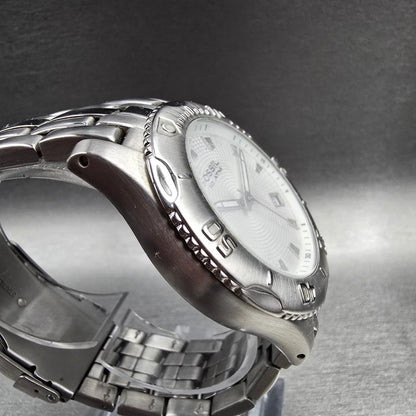 Fossil Blue Watch Men 41mm Silver Dial Silver Tone Date Round AM3857 New Battery3