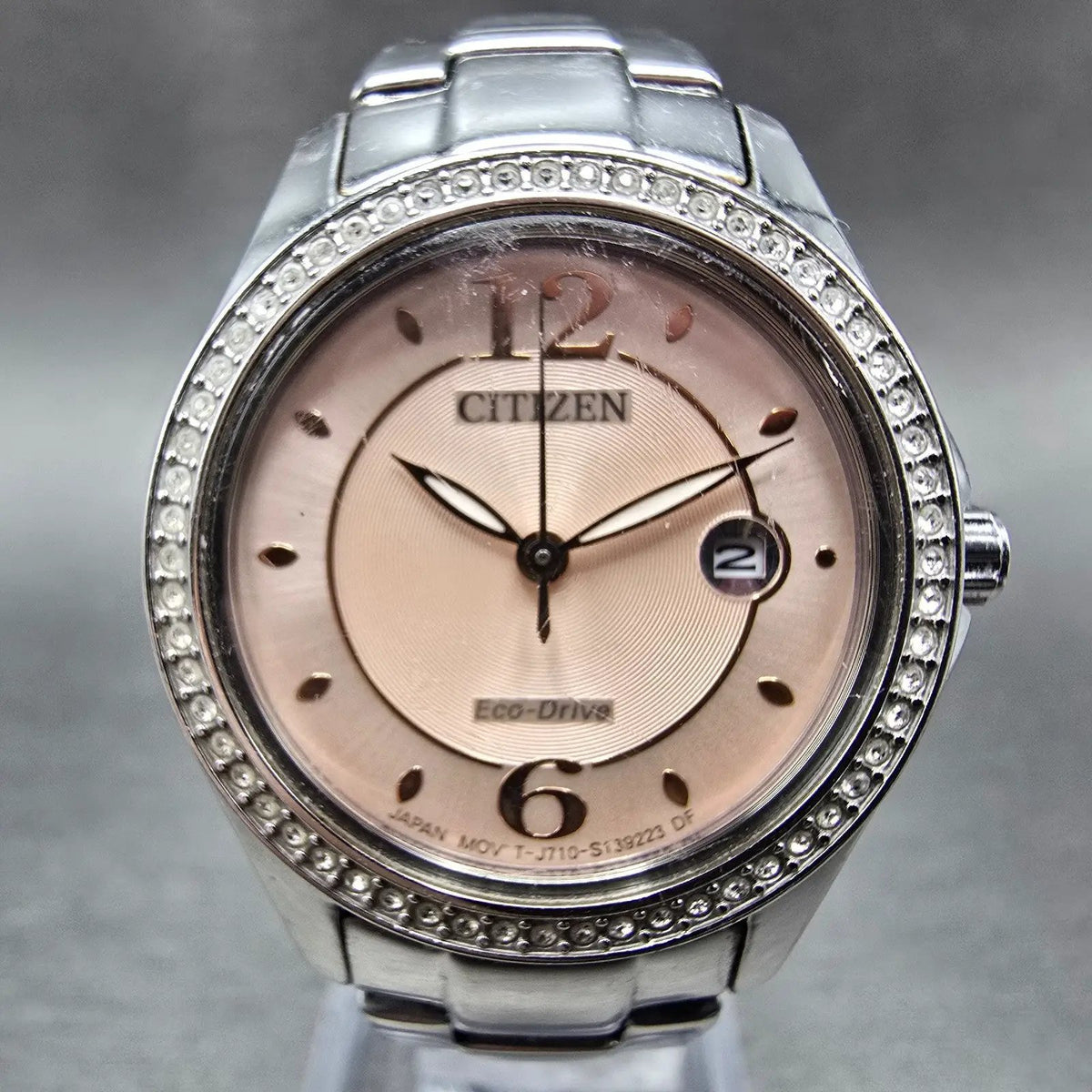 Citizen Silhouette Eco-Drive Watch Women 29mm Pink Dial Steel Date FE1140-86X0