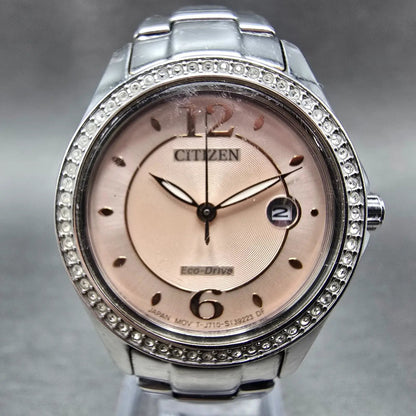 Citizen Silhouette Eco-Drive Watch Women 29mm Pink Dial Steel Date FE1140-86X0