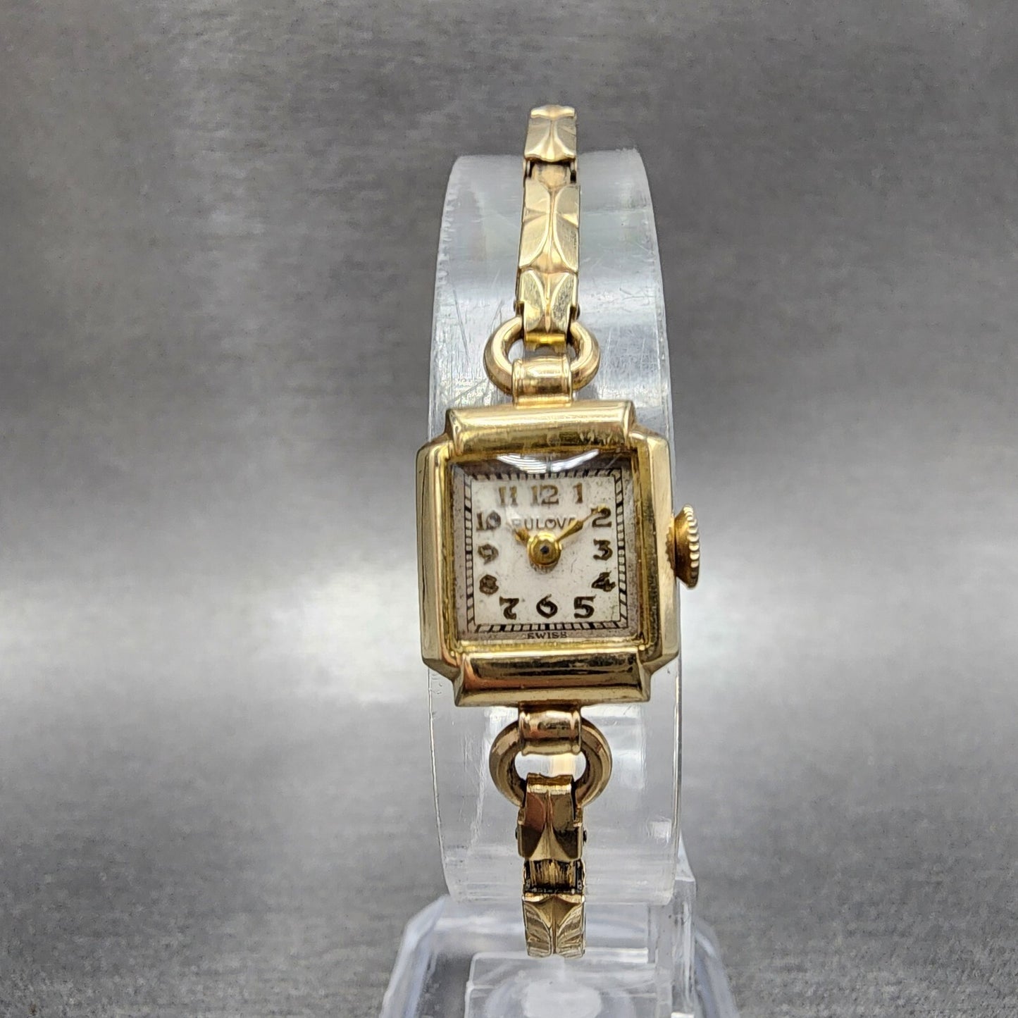 Bulova Cocktail Watch Women 14mm Cream Dial 10K Gold Filled Rectangle Manual Win5