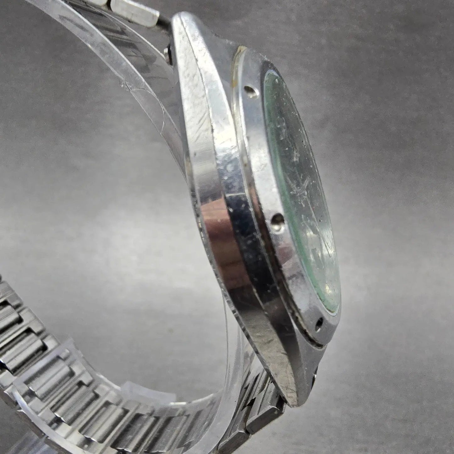 Orient Watch Men 38mm Black Dial Silver Tone Daydate Round 589613-70 READ NewBat3