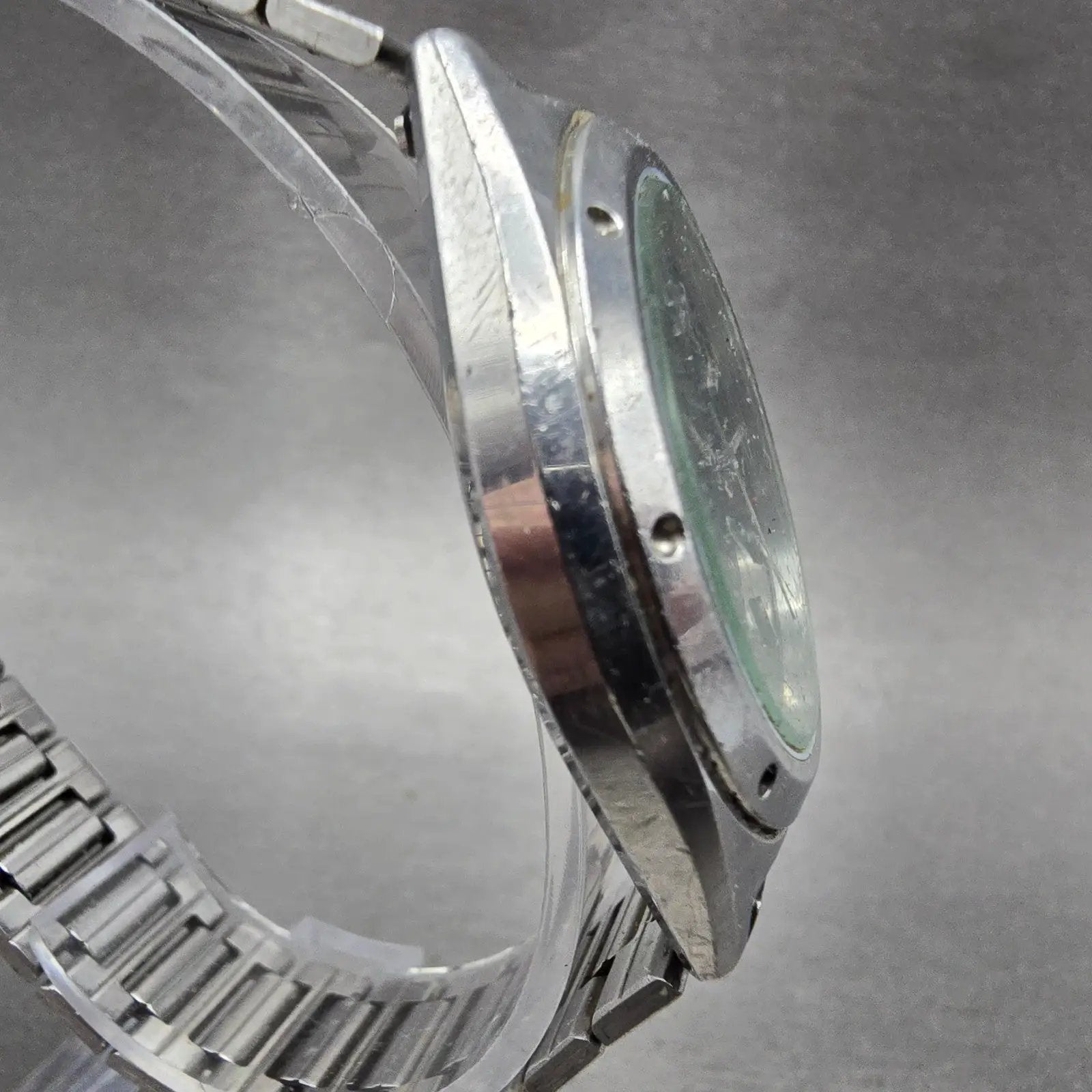 Orient Watch Men 38mm Black Dial Silver Tone Daydate Round 589613-70 READ NewBat3