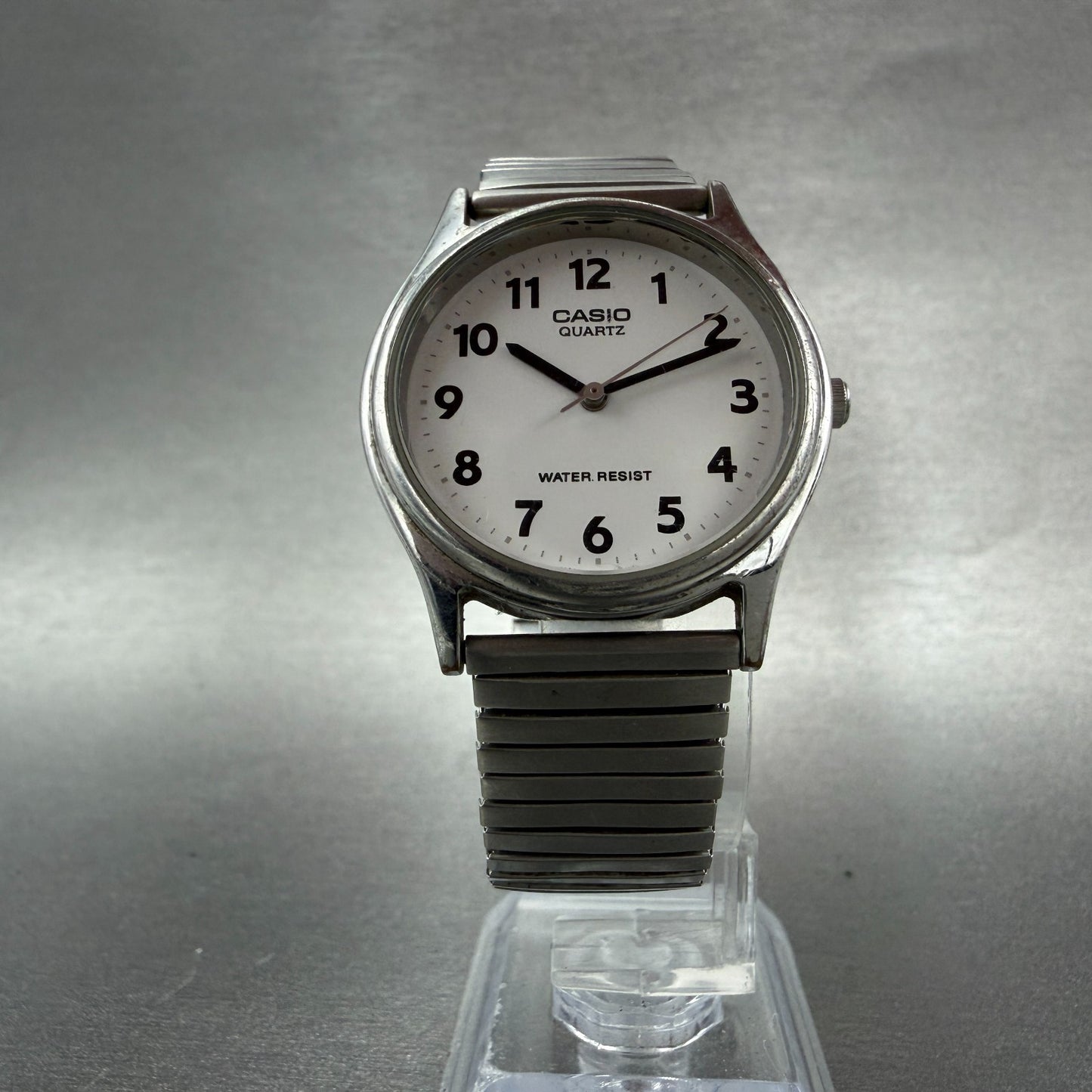 Casio Watch Unisex 32mm White Dial Silver Tone Round MQ410 New Battery ABC VTG5