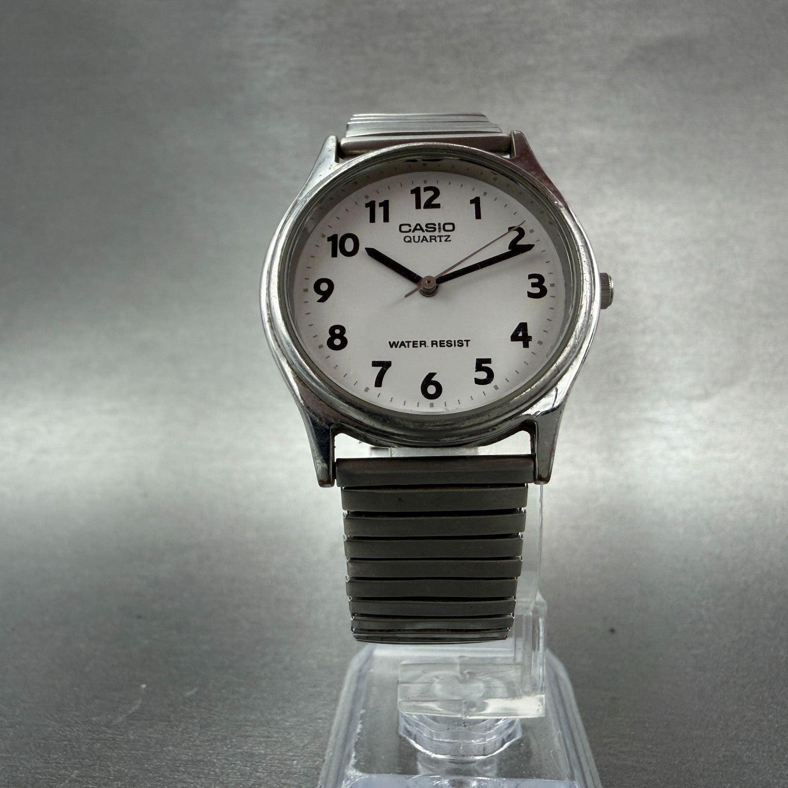 Casio Watch Unisex 32mm White Dial Silver Tone Round MQ410 New Battery ABC VTG5
