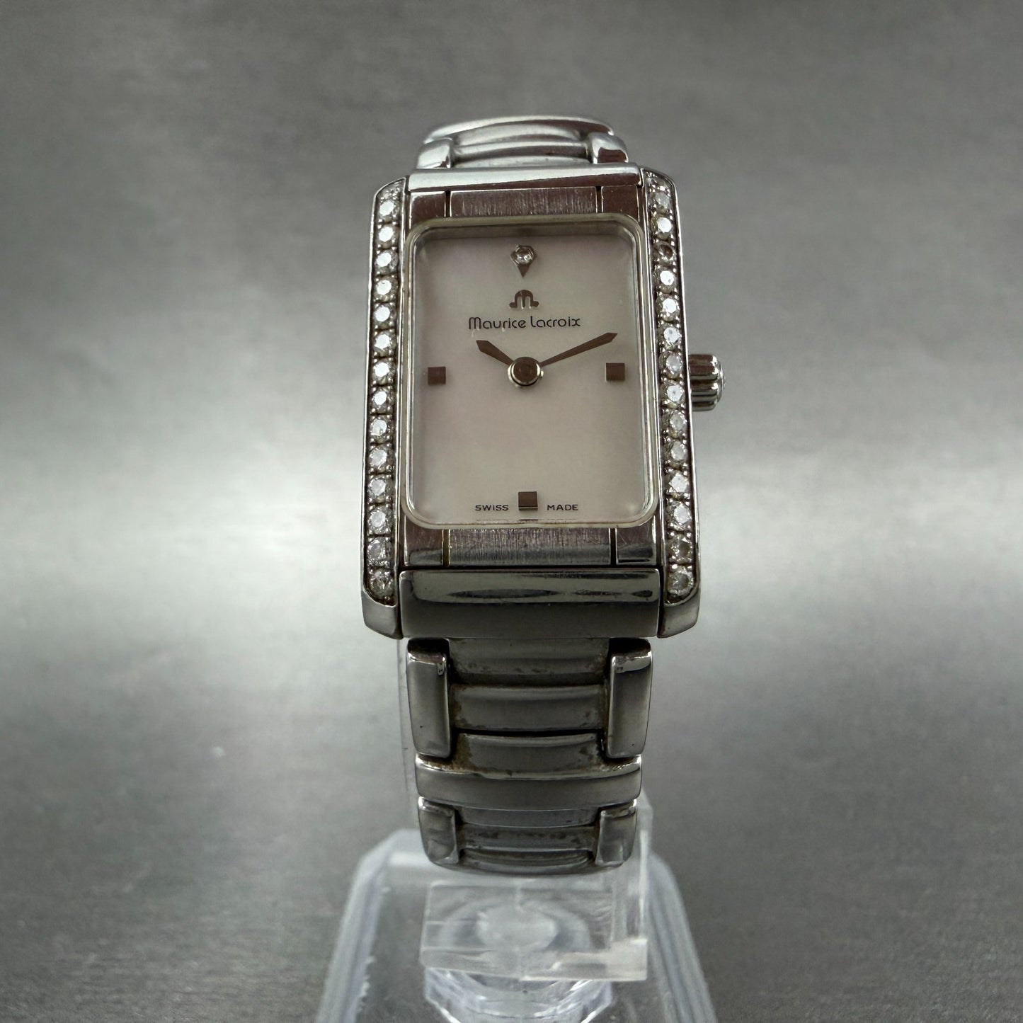Maurice Lacroix Fiaba Tank Watch Women 19mm MOP Dial Steel Diamonds New Battery5